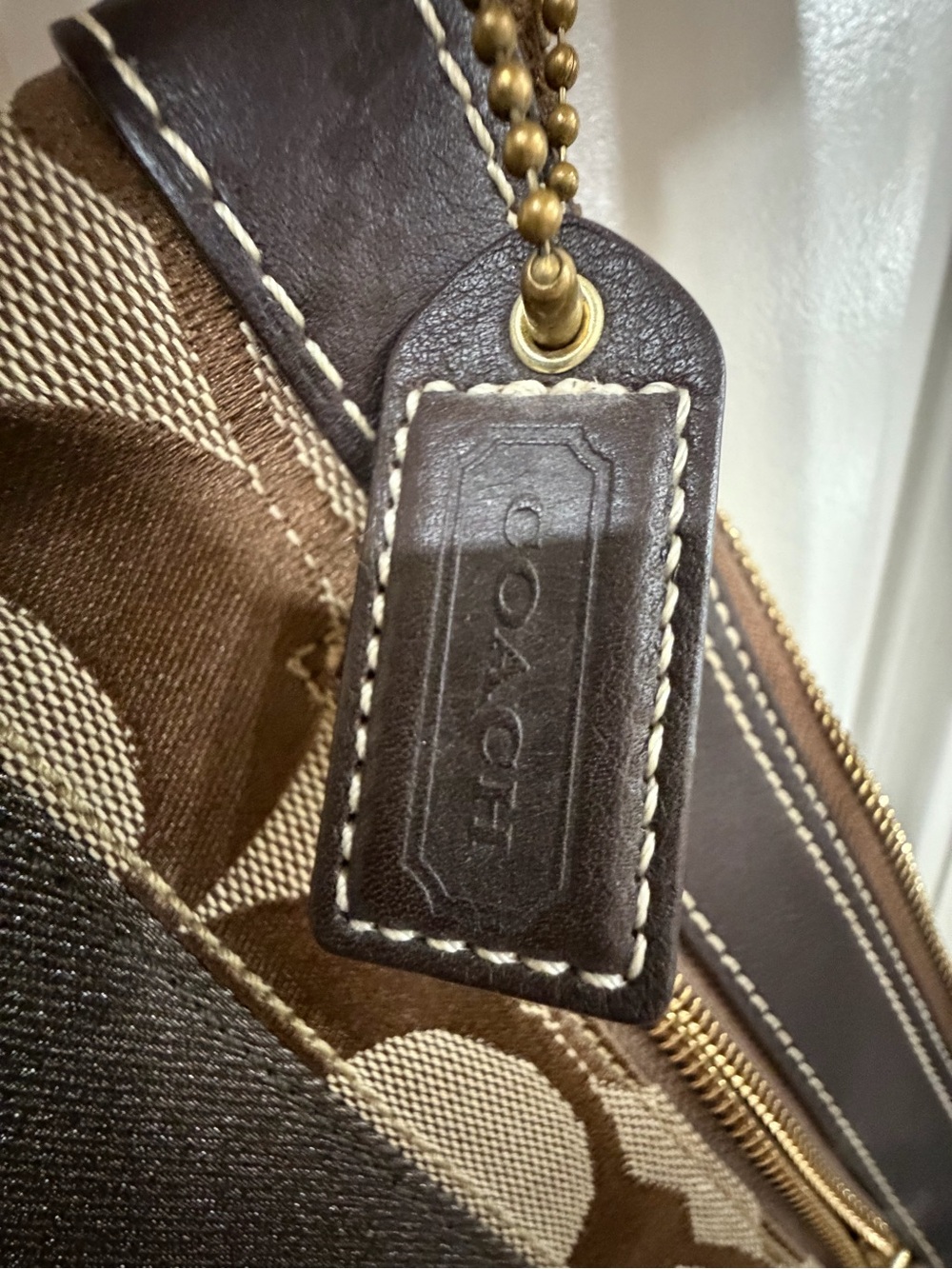 Coach Brown Signature Canvas Shoulder Bag with Gold Hardware - Picture 6 of 11